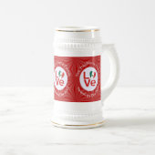 メキシコ国旗の赤いハート型LOVEカスタマイズゴルフヘッドカバー ビールジョッキ (正面右)