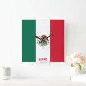 メキシコ国旗の輝く愛国心 スクエア壁時計 (ホーム)