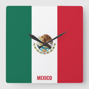 メキシコ国旗の輝く愛国心 スクエア壁時計