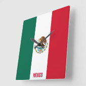 メキシコ国旗の輝く愛国心 スクエア壁時計 (傾斜)