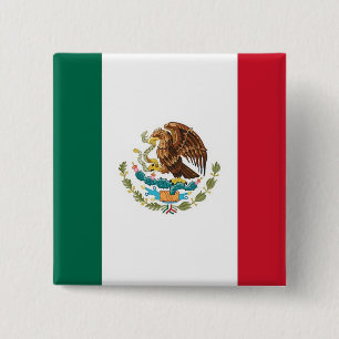 メキシコ国旗を持つボタン 缶バッジ