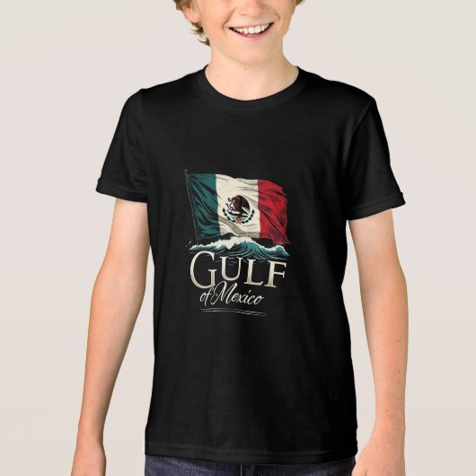 メキシコ国旗を持つメキシコ湾Tシャツ – 沿岸 トライブレンドTシャツ (正面)