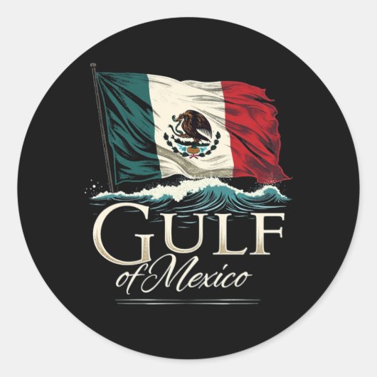 メキシコ国旗を持つメキシコ湾Tシャツ – 沿岸 ラウンドシール (正面)