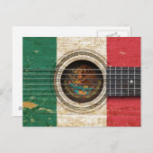 メキシコ国旗を持つ古いアコースティックギター ポストカード (正面/裏面)