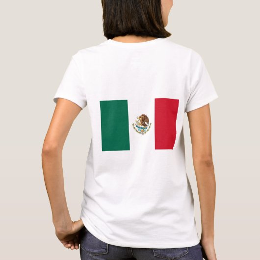 メキシコ国旗を持つ女性のフリースジップジョガー Tシャツ (裏面)