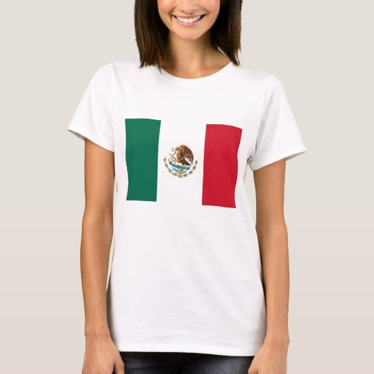 メキシコ国旗を持つ女性Tシャツ Tシャツ (正面)