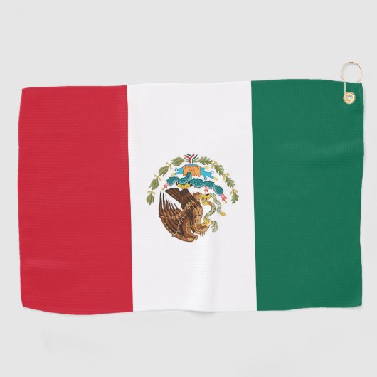 メキシコ国旗を掲げたゴルフタオル ゴルフタオル (横)