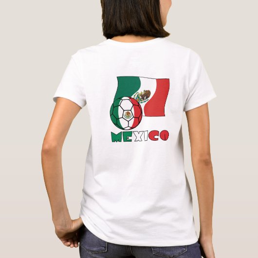 メキシコ国旗を掲げたサッカーボール Tシャツ (裏面)