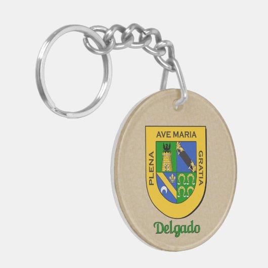 メキシコ国旗を掲げたデルガドの歴史的盾 キーホルダー (正面左)