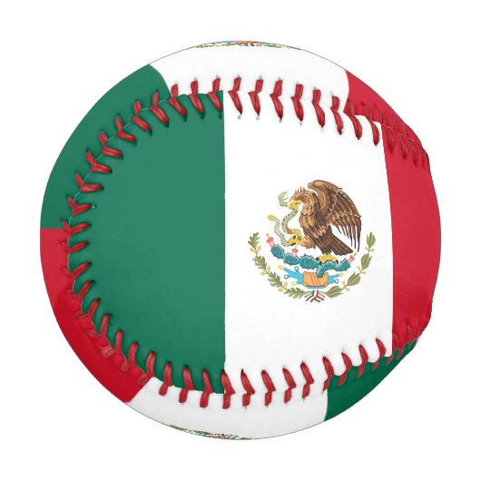 メキシコ国旗を掲げた愛国野球 野球ボール (正面左)