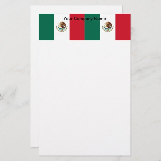 メキシコ国旗を掲げた文房具 便箋 (正面/裏面)