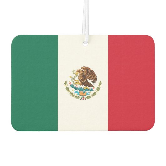 メキシコ国旗を掲げた車の新入生 カーエアーフレッシュナー (裏面)