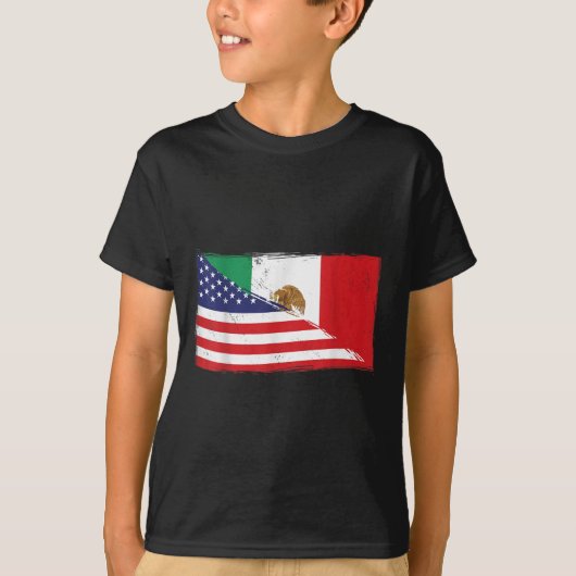 メキシコ国旗アメリカ誇りを持った国旗メキシコルーツ Tシャツ (正面)