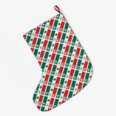 メキシコ国旗タイル柄 ラージクリスマスストッキング (裏面 (吊り時))