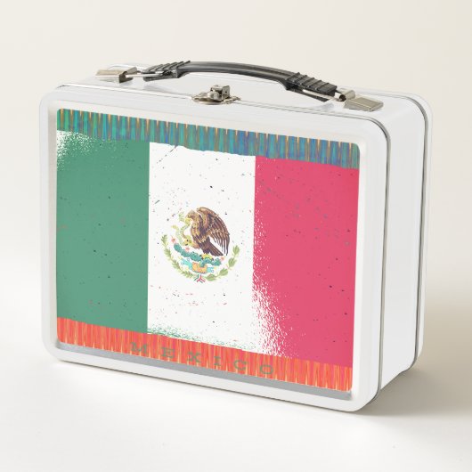 メキシコ国旗デザイン メタルランチボックス (正面)