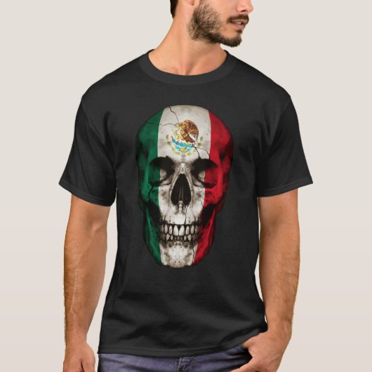 メキシコ国旗ドクロ メキシコのルーツに誇りを持って Tシャツ (正面)