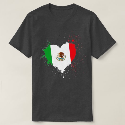 メキシコ国旗ハートビバメキシコ Tシャツ (デザイン正面)