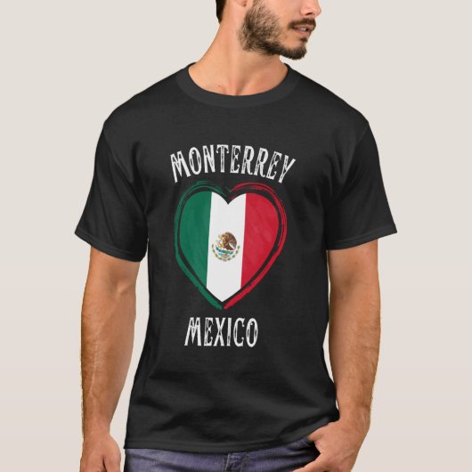 メキシコ国旗ハートモンテレイシティ Tシャツ (正面)