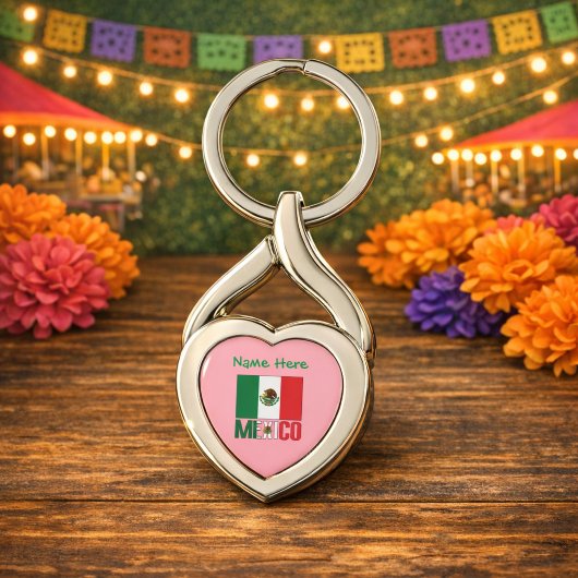 メキシコ国旗ハート キーホルダー