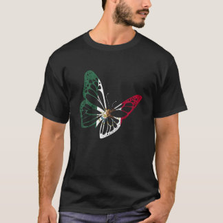 メキシコ国旗バタフライメキシコ根メキシコ Tシャツ