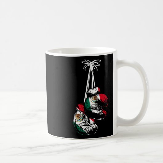 メキシコ国旗ボクサーボクシング手袋ボクシング コーヒーマグカップ (右)