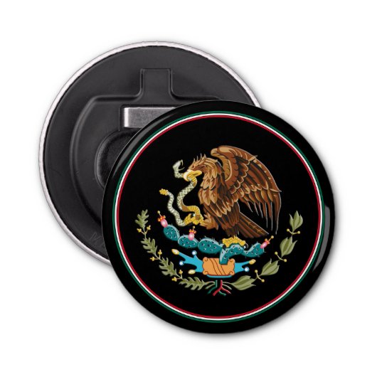 メキシコ国旗ボトルオープナー，メキシコのエンブレム/パーティー 栓抜き (正面)