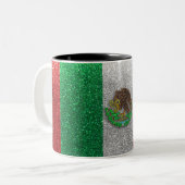 メキシコ国旗メキシコきらきら光るグリッターホームオフィス ツートーンマグカップ (正面左)