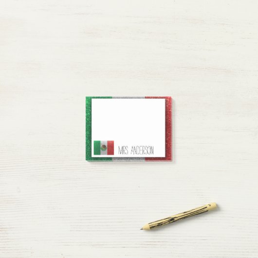 メキシコ国旗メキシコグリッター先生教室 ポストイット (デスク上)