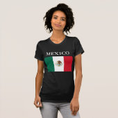メキシコ国旗レディースプティTシャツブラック Tシャツ (正面フル)