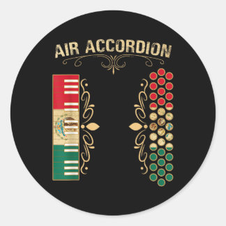 メキシコ国旗ヴィンテージアコーディオンシャツ（ラテン） ラウンドシール