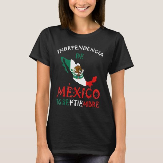 メキシコ国旗16日9月メキシコ独立記念日 Tシャツ (正面)