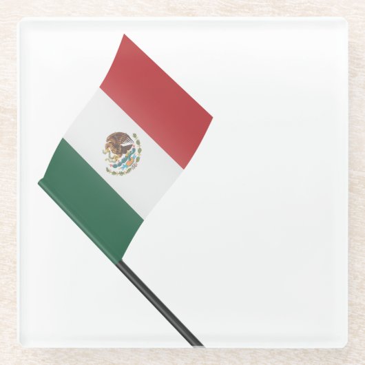 メキシコ国旗 ガラスコースター (正面)