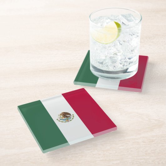 メキシコ国旗 ガラスコースター (アングル)