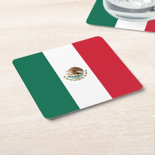 メキシコ国旗 スクエアペーパーコースター (アングル)