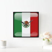 メキシコ国旗 スクエア壁時計 (ホーム)
