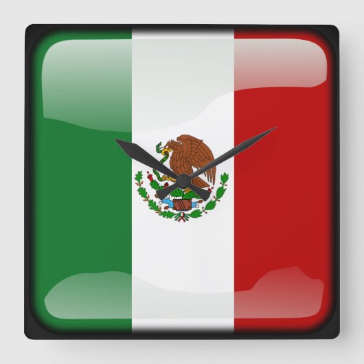 メキシコ国旗 スクエア壁時計 (正面)