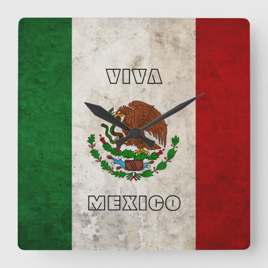 メキシコ国旗 スクエア壁時計 (正面)