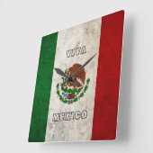 メキシコ国旗 スクエア壁時計 (傾斜)