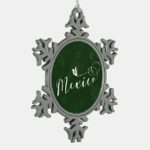 メキシコ国旗、ハート、メキシコ スノーフレークピューターオーナメント (左)