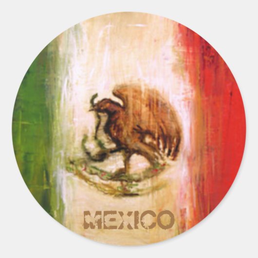 メキシコ国旗 – メキシコスタイル ラウンドシール (正面)