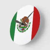 メキシコ国旗 ラウンド壁時計 (傾斜)