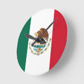 メキシコ国旗 ラウンド壁時計 (傾斜)