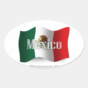 メキシコ国旗 楕円形シール