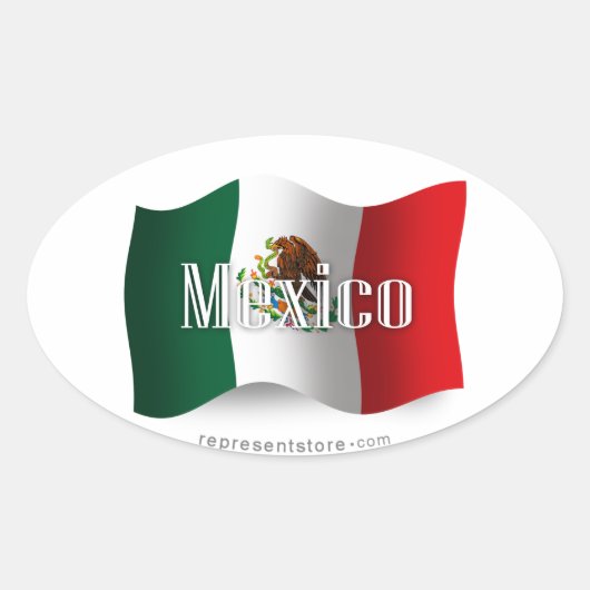 メキシコ国旗 楕円形シール (正面)
