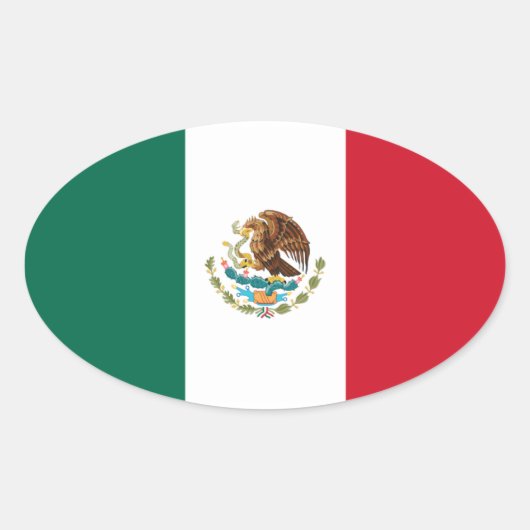メキシコ国旗 楕円形シール (正面)