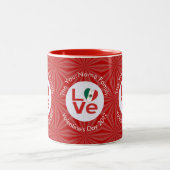 メキシコ国旗 赤いLOVE ツートーンマグカップ (中央)