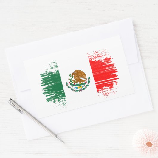 メキシコ国旗 長方形シール (封筒)