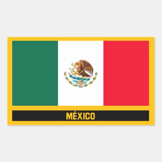 メキシコ国旗 長方形シール (正面)