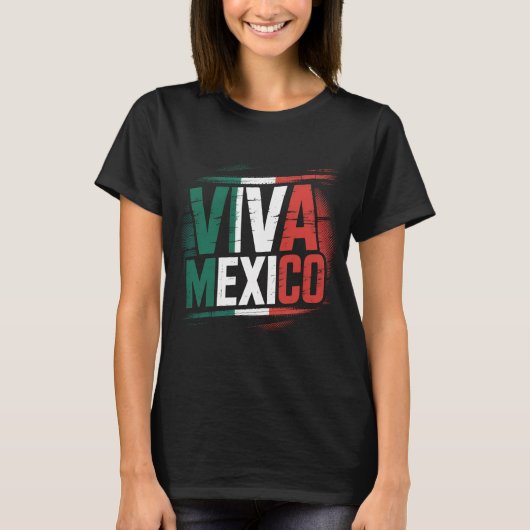 メキシコ国旗Col動揺して付きVivaメキシコシャツ Tシャツ (正面)