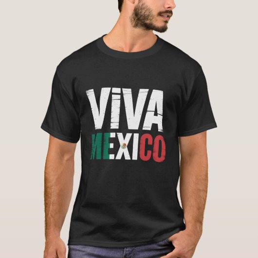 メキシコ国旗Col動揺して付きVivaメキシコシャツ Tシャツ (正面)